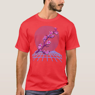 Japanse Paarse Sakura Flower Blossom Cherry Retro T-shirt