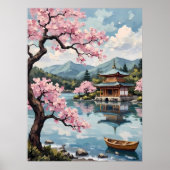 Japanse pagode aan een meer poster (Voorkant)