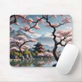 Japanse pagode en Cherry Blossom Muismat (Met muis)