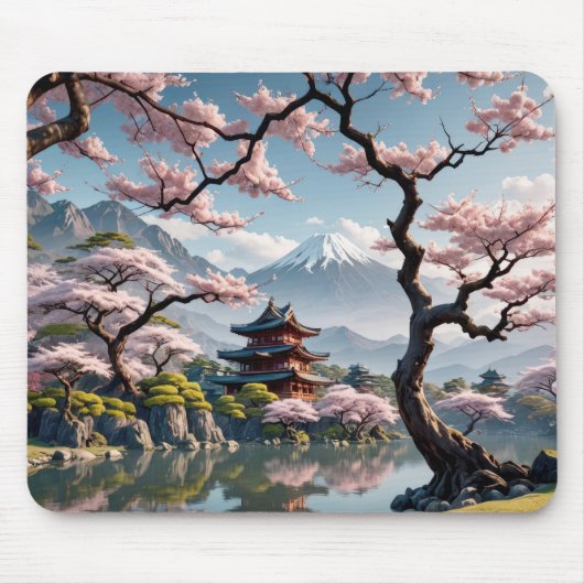 Japanse pagode en Cherry Blossom Muismat (Voorkant)