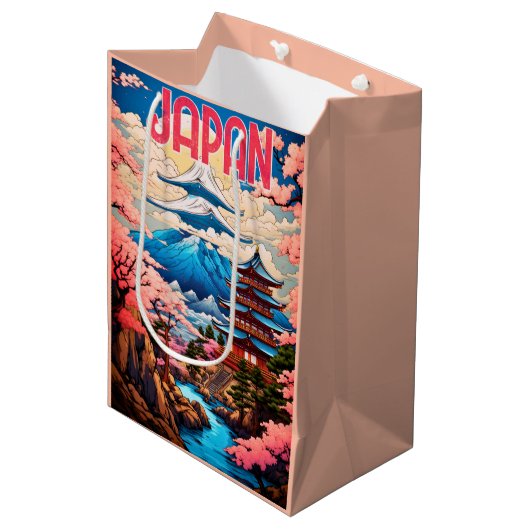  japanse pagode en kersenbloesembomen medium cadeauzakje (Voorkant Gekanteld)