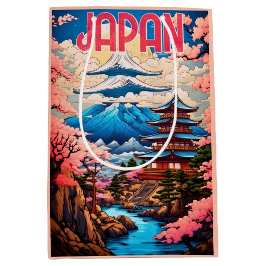  japanse pagode en kersenbloesembomen medium cadeauzakje (Voorkant)