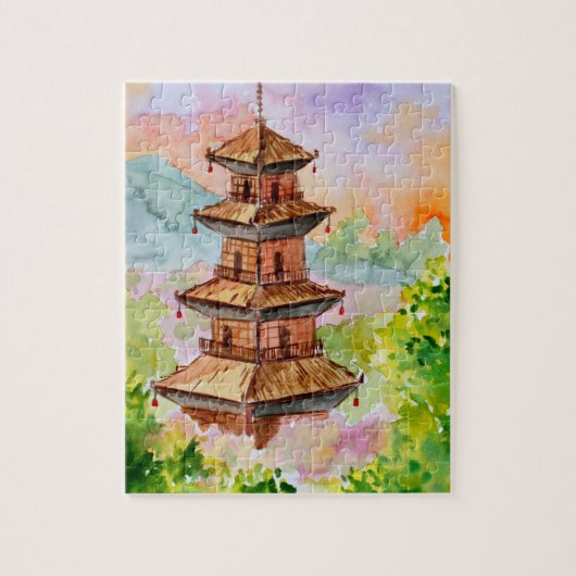 Japanse Pagode in de Lente Legpuzzel (Verticaal)