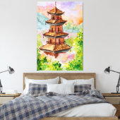 Japanse Pagode in Herfstbos Canvas Afdruk (Insitu (Slaapkamer))