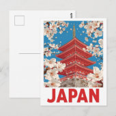Japanse Pagode Kersenbloesem Briefkaart (Voorkant / Achterkant)