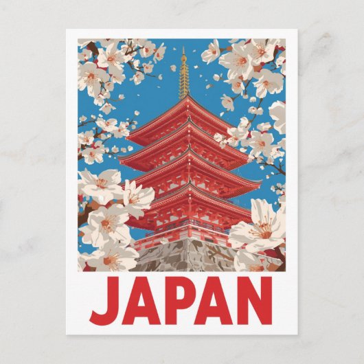 Japanse Pagode Kersenbloesem Briefkaart (Voorkant)