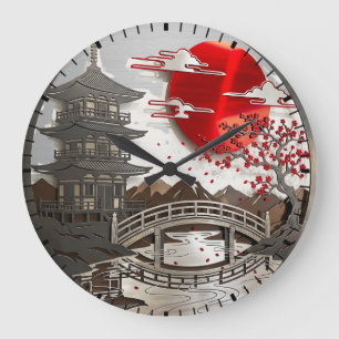Japanse Pagode Kersenbloesem Wandklok