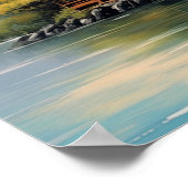 Japanse pagode op Rocky Shore Poster (Hoek)