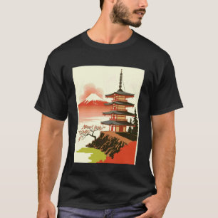 Japanse Pagode Tempel Mount Fuji Kersenbloesem A T-shirt