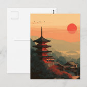 Japanse Pagode vintage Briefkaart (Voorkant / Achterkant)
