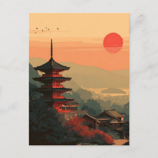 Japanse Pagode vintage Briefkaart