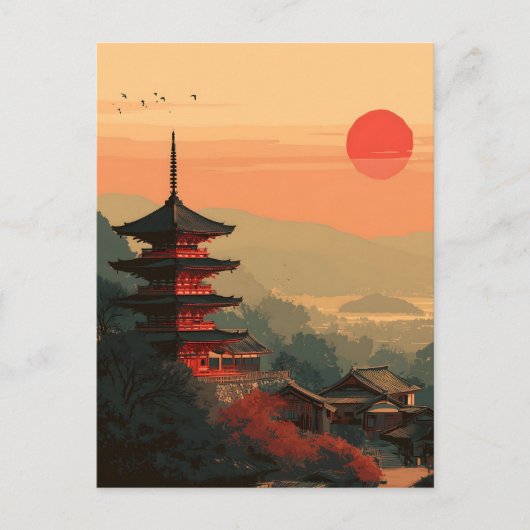 Japanse Pagode vintage Briefkaart (Voorkant)