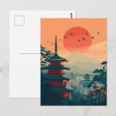 Japanse Pagode vintage Briefkaart (Voorkant / Achterkant)
