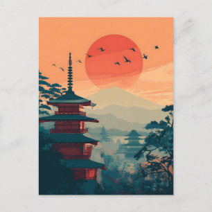 Japanse Pagode vintage Briefkaart