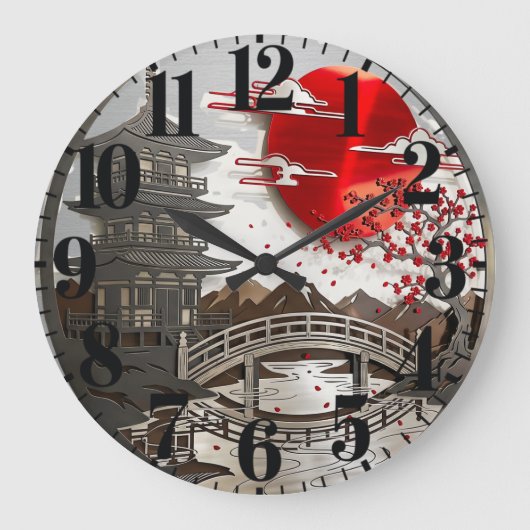 Japanse Pagode Zen Wandklok (Voorkant)