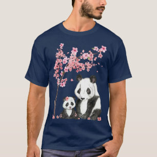 Japanse Panda Cherry Blossom Flower Sakura Tree V T-shirt