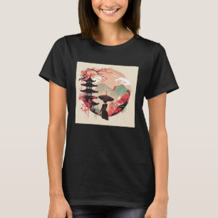 Japanse Paraplu Dame kersenbloesem bergzicht T-shirt