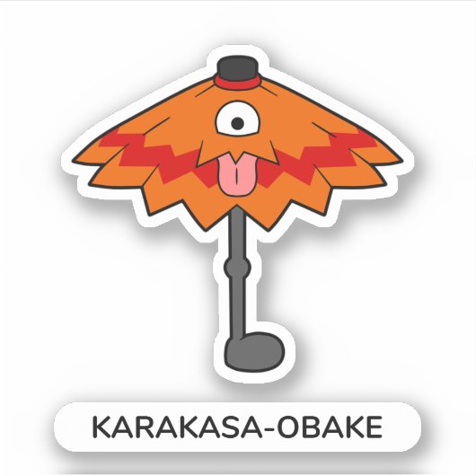Japanse paraplu Ghost Karakasa-Obake - Fun Yokai Sticker (Voorkant)