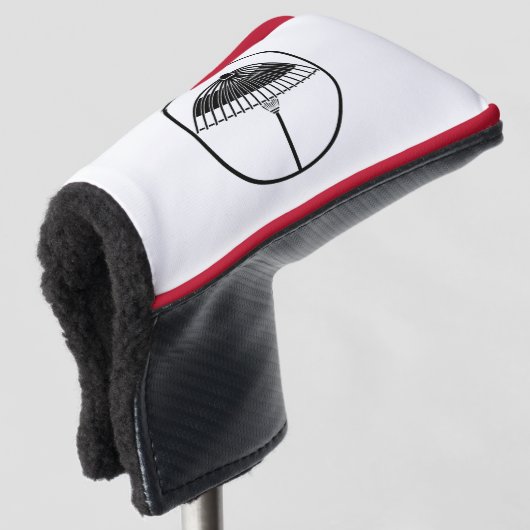 Japanse paraplu in een draadvormige ring golfheadcover (3/4 voorkant)
