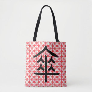 Japanse paraplu patroon met Kanji Tote Bag