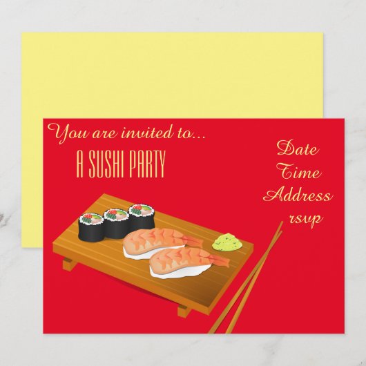 Japanse partij Sushi Kaart (Voorkant / Achterkant)