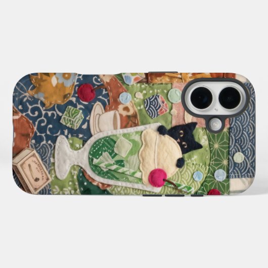 Japanse Patchwork Kat Kunst Case-Mate iPhone Case (Achterkant (horizontaal))