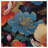 Japanse patroon stof zwarte pioen (Swatch)