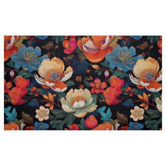 Japanse patroon stof zwarte pioen (Fat Quarter)