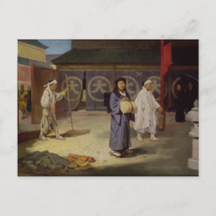 Japanse pelgrim die terugkeert uit de berg Fusi Ya Briefkaart