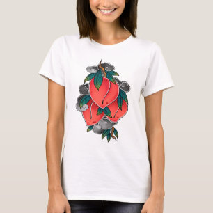 Japanse Perzik Tatoeage Kunst Neotraditioneel Frui T-shirt