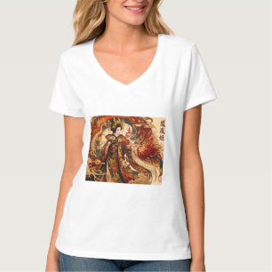 Japanse Phoenix Geisha Kunst Mythologie Design T-shirt