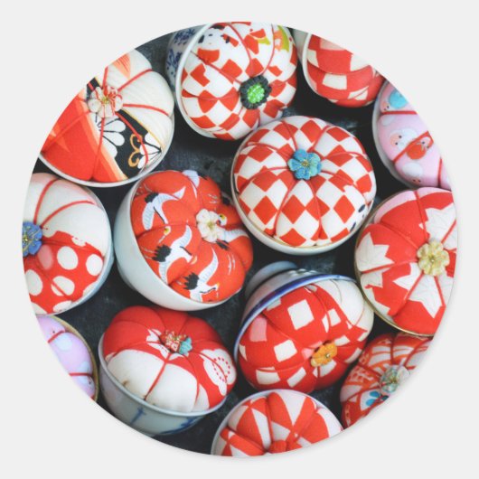 Japanse pin Cushions Ronde Sticker (Voorkant)