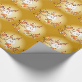 Japanse plum Blossom Moon Gold Oranje Red Branch Cadeaupapier (Hoek)