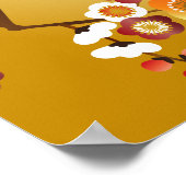 Japanse plum Blossom Moon Gold Oranje Red Branch Poster (Hoek)