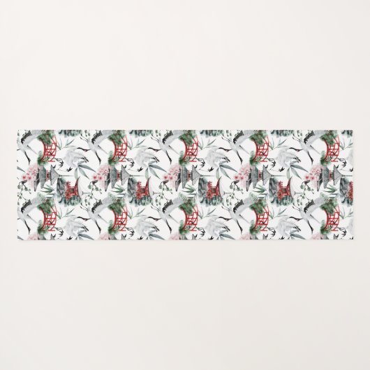 Japanse Pogoda, brug, kraan in grijs en rood Yogamat (Achterkant (horizontaal))