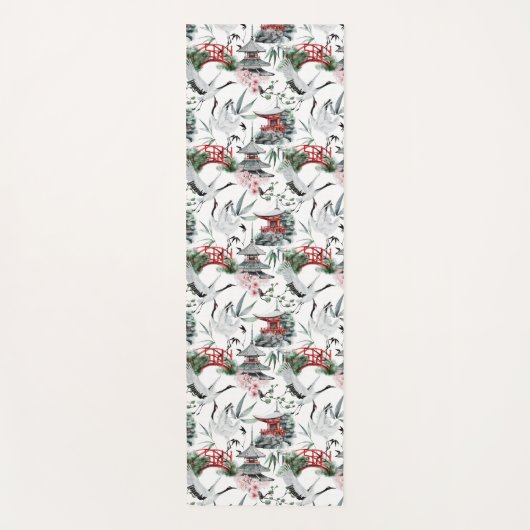 Japanse Pogoda, brug, kraan in grijs en rood Yogamat (Voorkant)