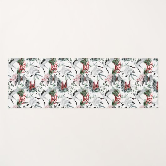 Japanse Pogoda, brug, kraan in grijs en rood Yogamat (Voorkant (horizontaal))