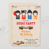 Japanse pop en sushi-jarig Uitnodiging (Voorkant / Achterkant)