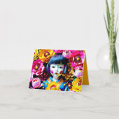 Japanse pop met pioenrozen Origami 3HGC Kaart (Voorkant)