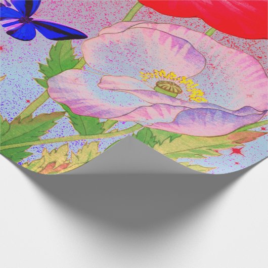 JAPANSE POPPIËNTEN EN BUTTERFLIES VOOR het verpakk Cadeaupapier (Hoek)