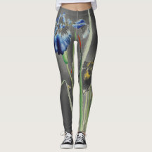 JAPANSE PRINT IRIS OP GRIJZE LEGGINGS