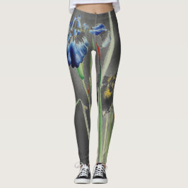 JAPANSE PRINT IRIS OP GRIJZE LEGGINGS