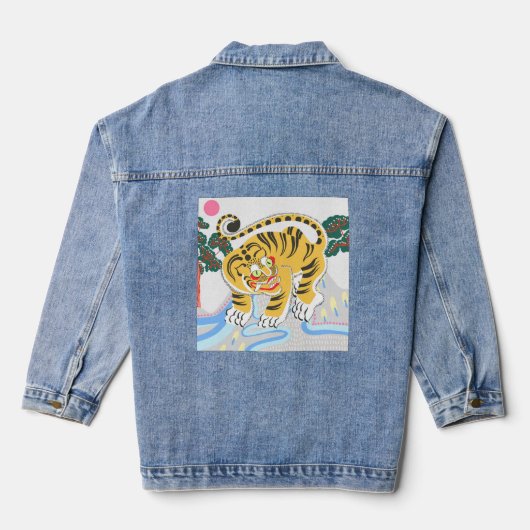 JAPANSE PRINT MET TIJGER JEAN JACK VOOR VROUWEN DENIM JACKET (Achterkant)