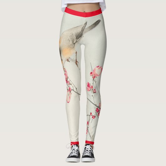 JAPANSE PRINT VAN VOGEL & KERSENBLOESEMS LEGGINGS (Voorkant)