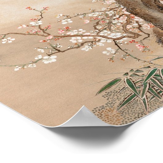 Japanse pruimenbloesems in het maanlicht door Sō S Poster (Hoek)