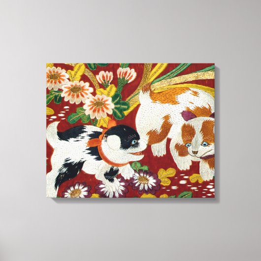 Japanse puppy en ventilator Canvas Afdruk (Voorkant)