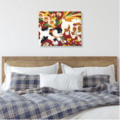 Japanse puppy en ventilator Canvas Afdruk (Insitu (Slaapkamer))