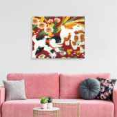 Japanse puppy en ventilator Canvas Afdruk (Insitu (Woonkamer))