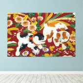  Japanse puppy en ventilator Canvas Afdruk (Insitu (Houten vloer))