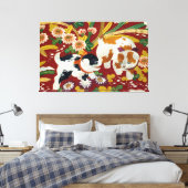  Japanse puppy en ventilator Canvas Afdruk (Insitu (Slaapkamer))